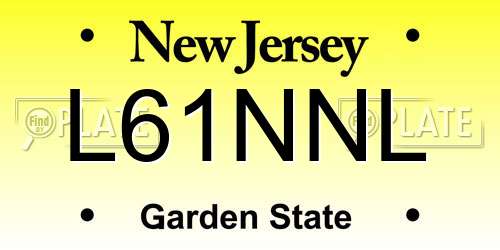 L61NNL New Jersey License Plate
