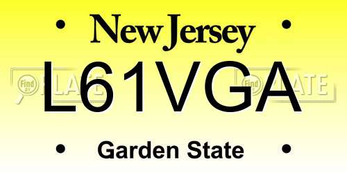 L61VGA New Jersey License Plate