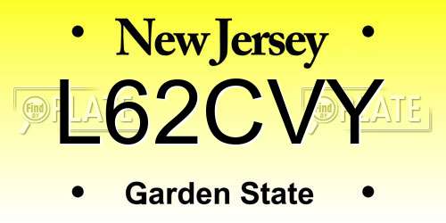 L62CVY New Jersey License Plate