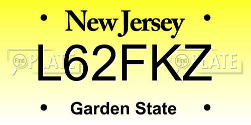 L62FKZ New Jersey License Plate