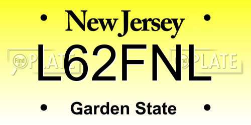 L62FNL New Jersey License Plate