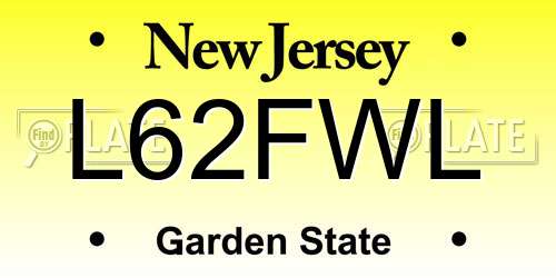L62FWL New Jersey License Plate
