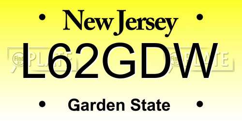 L62GDW New Jersey License Plate