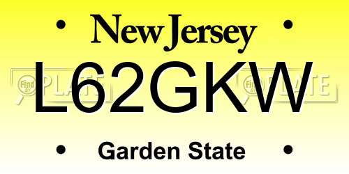 L62GKW New Jersey License Plate