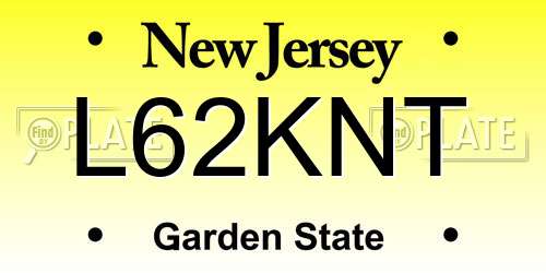 L62KNT New Jersey License Plate