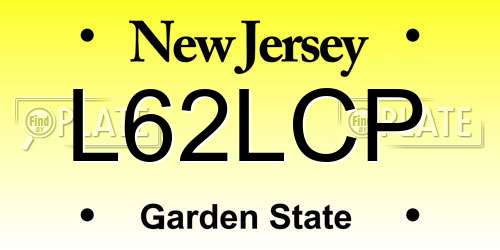 L62LCP New Jersey License Plate