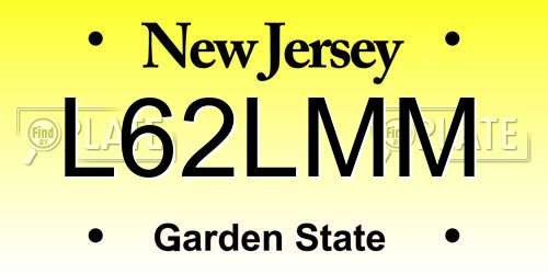 L62LMM New Jersey License Plate