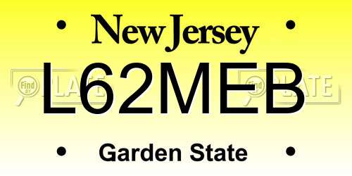 L62MEB New Jersey License Plate