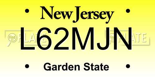 L62MJN New Jersey License Plate