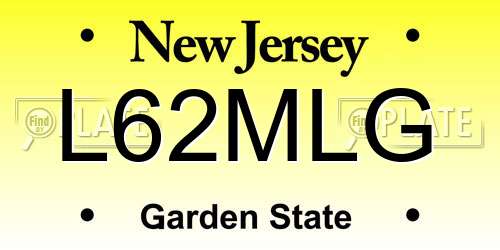 L62MLG New Jersey License Plate
