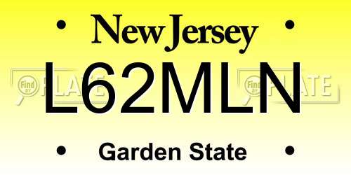 L62MLN New Jersey License Plate
