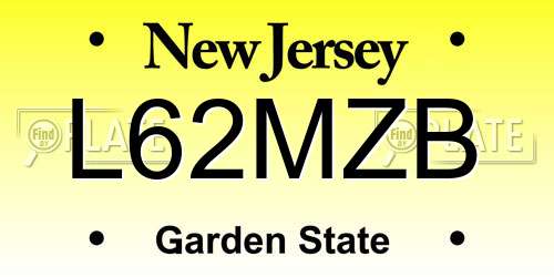 L62MZB New Jersey License Plate