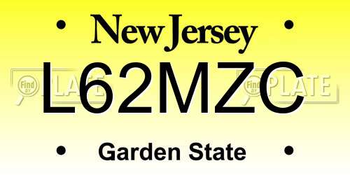 L62MZC New Jersey License Plate