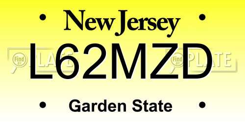 L62MZD New Jersey License Plate