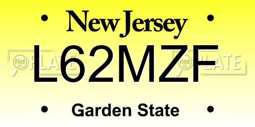 L62MZF New Jersey License Plate