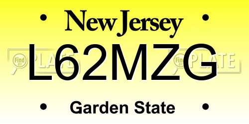 L62MZG New Jersey License Plate