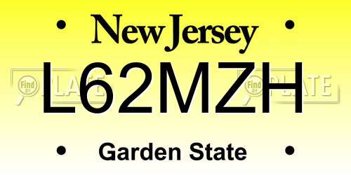 L62MZH New Jersey License Plate