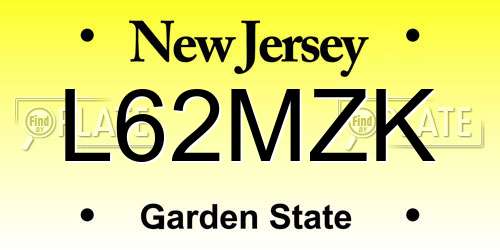 L62MZK New Jersey License Plate