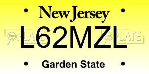 L62MZL New Jersey License Plate