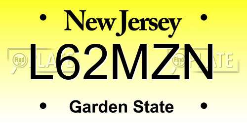 L62MZN New Jersey License Plate