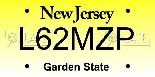 L62MZP New Jersey License Plate