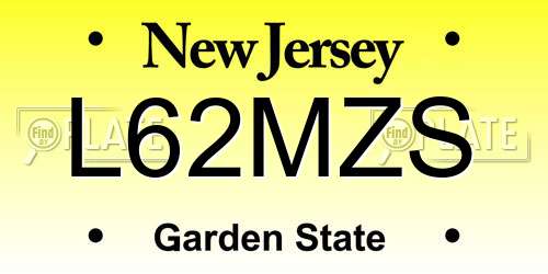L62MZS New Jersey License Plate
