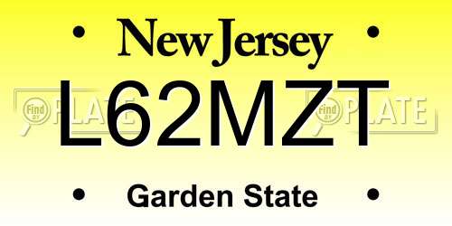 L62MZT New Jersey License Plate