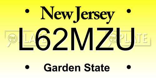 L62MZU New Jersey License Plate