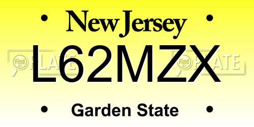 L62MZX New Jersey License Plate