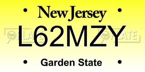 L62MZY New Jersey License Plate