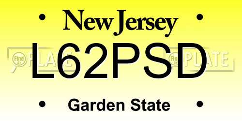 L62PSD New Jersey License Plate