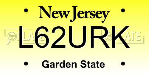 L62URK New Jersey License Plate