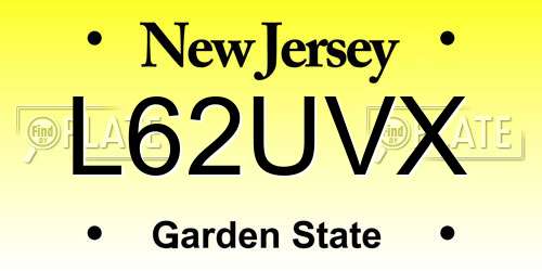 L62UVX New Jersey License Plate