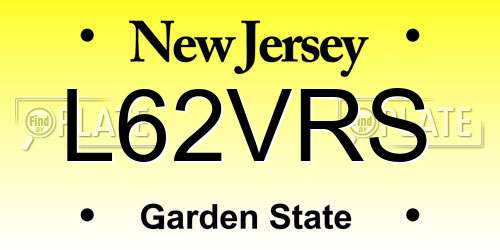 L62VRS New Jersey License Plate