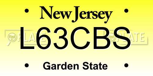 L63CBS New Jersey License Plate