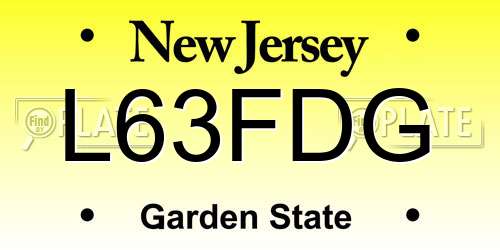L63FDG New Jersey License Plate