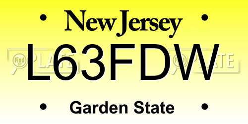 L63FDW New Jersey License Plate