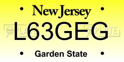 L63GEG New Jersey License Plate
