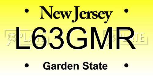 L63GMR New Jersey License Plate