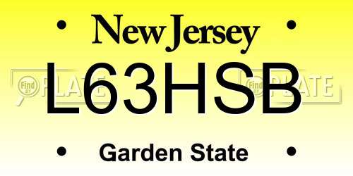 L63HSB New Jersey License Plate