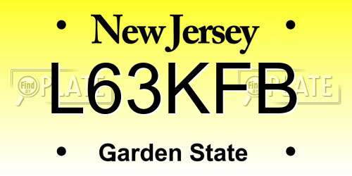 L63KFB New Jersey License Plate