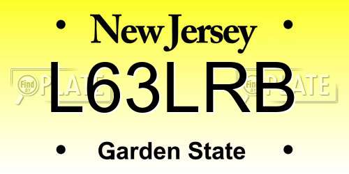 L63LRB New Jersey License Plate