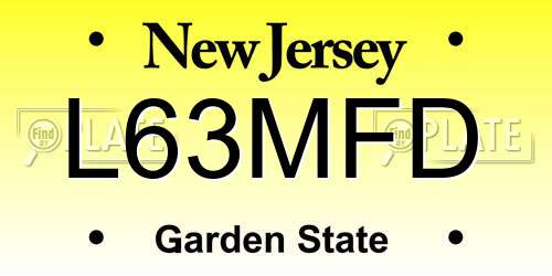 L63MFD New Jersey License Plate