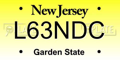L63NDC New Jersey License Plate