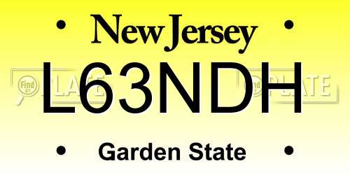 L63NDH New Jersey License Plate