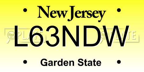 L63NDW New Jersey License Plate