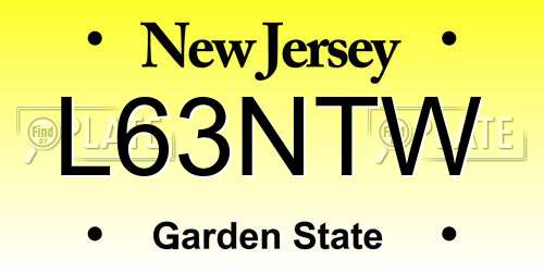 L63NTW New Jersey License Plate