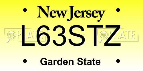 L63STZ New Jersey License Plate