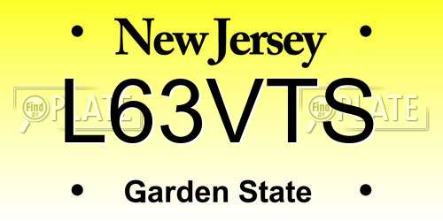 L63VTS New Jersey License Plate