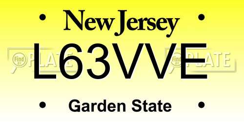 L63VVE New Jersey License Plate
